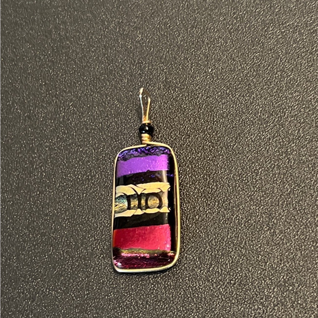 Handmade Fused Glass Pendant Signed 30$